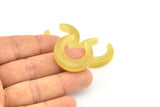 Cat&#39;s Eye Horn, 2 Yellow Crescent Pendant, Earrings, Findings (26x27.5x5.5mm) X034