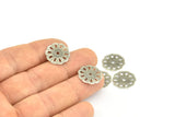 Silver Filigree Bead, 25 Antique Silver Plated Brass Filigree Bead Caps With 1 Hole, Disc, Findings (16mm) Brs 118 A0478