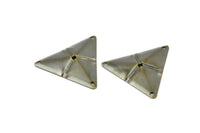 Vintage Triangle Charm, 20 Antique Bronze Triangle Charms with 4 Holes (22x25mm)  K106