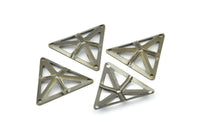 Antique Brass Triangle, 50 Antique Brass Triangle Pendant Connectors With 4 Holes (22x25mm) K103