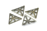 Antique Brass Triangle, 50 Antique Brass Triangle Pendant Connectors With 4 Holes (22x25mm) K103