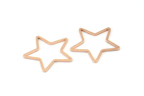 Rose Gold Star Charm, 12 Rose Gold Plated Brass Open Star Charms (21x0.8mm) BS 1077