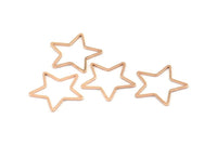Rose Gold Star Charm, 12 Rose Gold Plated Brass Open Star Charms (21x0.8mm) BS 1077