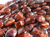 Red Tiger Eye 20x15 Mm Faceted Oval Gemstone Beads 15.5 Inches Full Strand G59 T025