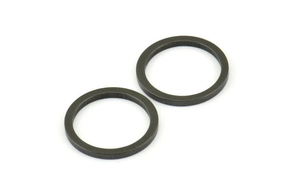 20mm Circle Connectors, 10 Oxidized Brass Black Circle Connectors (20x2x2mm) E008