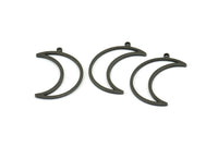 Crescent Moon Charm, 12 Oxidized Brass Black Crescent Moon Charms With 1 Loop (25x8.5x1mm) E101 S602