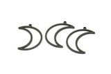 Crescent Moon Charm, 12 Oxidized Brass Black Crescent Moon Charms With 1 Loop (25x8.5x1mm) E101 S602