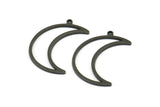 Crescent Moon Charm, 12 Oxidized Brass Black Crescent Moon Charms With 1 Loop (25x8.5x1mm) E101 S602