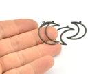 Crescent Moon Charm, 12 Oxidized Brass Black Crescent Moon Charms With 1 Loop (25x8.5x1mm) E101 S602