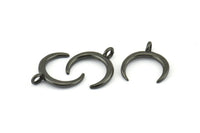 Black Moon Charms, 2 Oxidized Brass Black Crescent Moon Charms With 1 Loop, Pendants, Earrings, Findings (18x17.5mm) E094