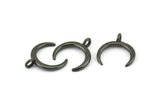 Black Moon Charms, 2 Oxidized Brass Black Crescent Moon Charms With 1 Loop, Pendants, Earrings, Findings (18x17.5mm) E094