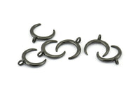 Black Moon Charms, 2 Oxidized Brass Black Crescent Moon Charms With 1 Loop, Pendants, Earrings, Findings (18x17.5mm) E094