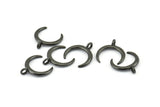 Black Moon Charms, 2 Oxidized Brass Black Crescent Moon Charms With 1 Loop, Pendants, Earrings, Findings (18x17.5mm) E094