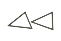 Black Triangle Charm, 4 Oxidized Brass Black Triangles (39x35x1mm) E079 S723