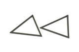 Black Triangle Charm, 4 Oxidized Brass Black Triangles (39x35x1mm) E079 S723