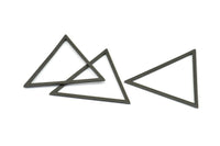 Black Triangle Charm, 4 Oxidized Brass Black Triangles (39x35x1mm) E079 S723