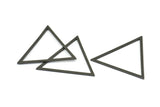 Black Triangle Charm, 4 Oxidized Brass Black Triangles (39x35x1mm) E079 S723