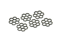 Black Honeycomb Charm, 12 Oxidized Brass Black Honeycomb Hexagon Charms (14x0.8mm) E080 S1191