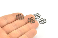 Black Honeycomb Charm, 12 Oxidized Brass Black Honeycomb Hexagon Charms (14x0.8mm) E080 S1191