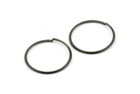 Wire Ear Hoops, 24 Oxidized Brass Black Faceted Wire Hoops, Earring Findings (25x1.3mm) E064 S1187