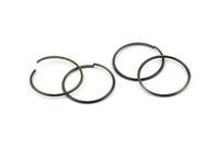 Wire Ear Hoops, 24 Oxidized Brass Black Faceted Wire Hoops, Earring Findings (25x1.3mm) E064 S1187