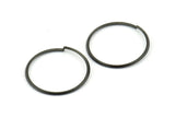 Wire Ear Hoops, 20 Oxidized Brass Black Faceted Wire Hoops, Earring Findings (35x1.3mm) E066 S1146