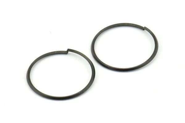 Wire Ear Hoops, 20 Oxidized Brass Black Faceted Wire Hoops, Earring Findings (35x1.3mm) E066 S1146
