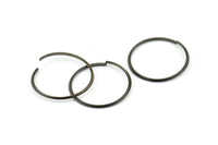 Wire Ear Hoops, 20 Oxidized Brass Black Faceted Wire Hoops, Earring Findings (35x1.3mm) E066 S1146