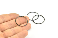 Wire Ear Hoops, 20 Oxidized Brass Black Faceted Wire Hoops, Earring Findings (35x1.3mm) E066 S1146