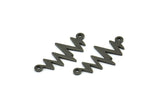 Black Heart Rhythm Connector, 12 Oxidized Brass Black Heart Rhythm Shaped Connectors With 2 Loops (22x10.5x0.75mm) E072 S1124