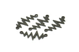 Black Heart Rhythm Connector, 12 Oxidized Brass Black Heart Rhythm Shaped Connectors With 2 Loops (22x10.5x0.75mm) E072 S1124