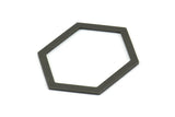 Hexagon Choker Charm, 6 Oxidized Brass Black Hexagon Charms, Pendants, Findings (39x29.5x1mm) E033 S1123