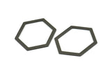 Hexagon Choker Charm, 6 Oxidized Brass Black Hexagon Charms, Pendants, Findings (39x29.5x1mm) E033 S1123