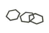 Hexagon Choker Charm, 6 Oxidized Brass Black Hexagon Charms, Pendants, Findings (39x29.5x1mm) E033 S1123