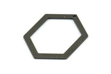 Hexagon Choker Charm, 6 Oxidized Brass Black Hexagon Charms With 1 Hole, Pendants, Findings (33x24.5x1mm) E074