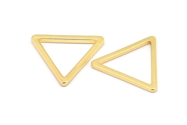 Gold Triangle, 2 Gold Plated Brass Triangle Rings, Rose Gold Charms (27x2mm) D0014