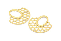 Gold Honeycomb Pendant, 2 Gold Plated Brass Honeycomb Pendant, Earrings, Charms (30x31mm) E652 Q299