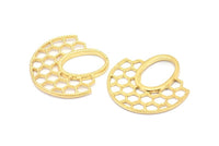 Gold Honeycomb Pendant, 2 Gold Plated Brass Honeycomb Pendant, Earrings, Charms (30x31mm) E652 Q299