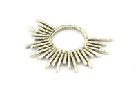 Silver Sun Pendant, 2 Antique Silver Plated Brass Textured Sunny Pendants, Earrings, Findings (28x37mm) BS 2429 H0391