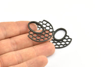 Black Honeycomb Pendant, 3 Oxidized Brass Black Honeycomb Pendant, Earrings, Charms (30x31mm) E652 S800