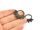 Black Sun Pendant, 2 Oxidized Brass Black Textured Sunny Pendants, Earrings, Findings (28x33mm) BS 2428 S821