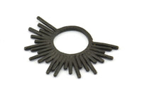 Black Sun Pendant, 2 Oxidized Brass Black Textured Sunny Pendants, Earrings, Findings (28x37mm) BS 2429 S773