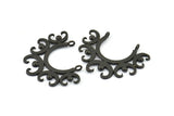 Black Ethnic Pendant, 3 Oxidized Brass Black Ethnic Motif Pendants With 2 Loops (33x26x1mm) BS 2443 S654