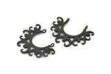 Black Ethnic Pendant, 3 Oxidized Brass Black Ethnic Motif Pendants With 2 Loops (33x26x1mm) BS 2443 S654