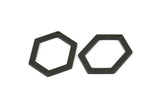 Hexagon Choker Charm, 6 Oxidized Brass Black Hexagon Charms With 1 Hole, Pendants, Findings (26.5x19x1mm) E018