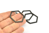 Hexagon Choker Charm, 6 Oxidized Brass Black Hexagon Charms With 1 Hole, Pendants, Findings (39x30x1mm) E076 S817
