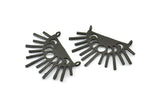 Moon Phases Pendant, 3 Oxidized Brass Black Half Moon Pendants With 2 Loops (38x26x1mm) E654 S820