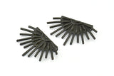 Moon and Sun, 2 Oxidized Brass Black Crescent Moon and Semi Sun Ethnic Pendants With 2 Loops, Findings, Charms (37x22x1mm) BS 2445 S818