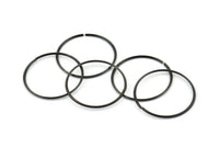 Wire Ear Hoops, 12 Oxidized Brass Black Faceted Wire Hoops, Earring Findings (30x1.3mm) E065 S656