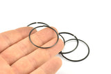 Wire Ear Hoops, 12 Oxidized Brass Black Faceted Wire Hoops, Earring Findings (30x1.3mm) E065 S656